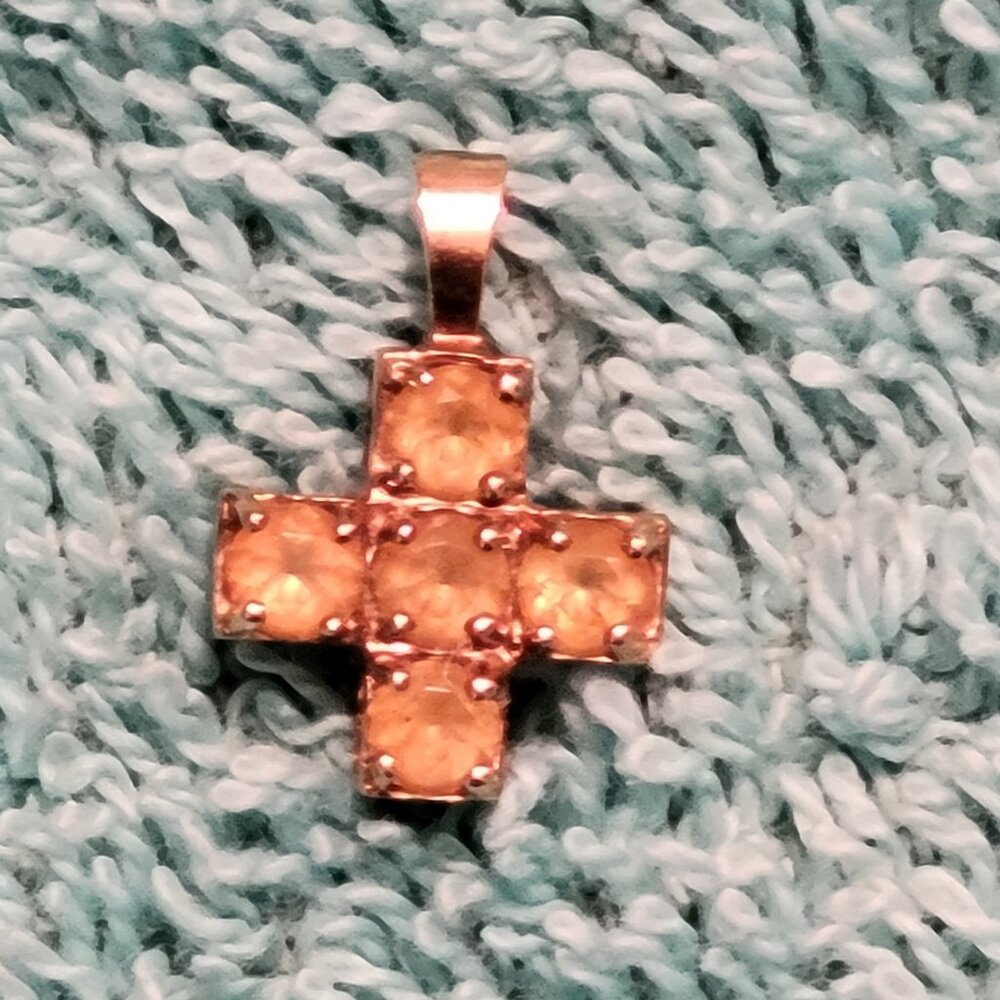 10k YELLOW GOLD CROSS WITH PINK SAPPHIRES